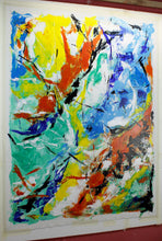 Carica l&#39;immagine nel visualizzatore di Gallery, dipinto astratto colorato materico verticale cm. 140x105 &quot;abstract 6&quot; opera unica
