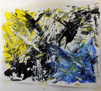 grande peinture abstraite minimale multicolore "abstrait 7" travail fait main unique cm. 67x83