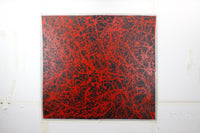 grand tableau abstrait, oeuvre unique "Noir et rouge" cm. 99x108