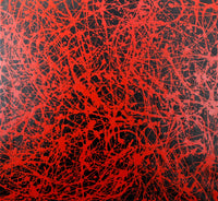 grand tableau abstrait, oeuvre unique "Noir et rouge" cm. 99x108