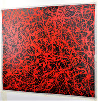 grand tableau abstrait, oeuvre unique "Noir et rouge" cm. 99x108