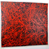 grand tableau abstrait, oeuvre unique "Noir et rouge" cm. 99x108