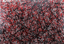 Carica l&#39;immagine nel visualizzatore di Gallery, Quadro astratto colorato di grandi dimensioni firmato alessandro butera &quot;red and black&quot; opera unica cm. 112x161
