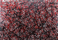 Grand tableau abstrait coloré signé Alessandro Butera "rouge et noir" œuvre unique cm. 112x161 