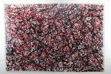 Carica l&#39;immagine nel visualizzatore di Gallery, Quadro astratto colorato di grandi dimensioni firmato alessandro butera &quot;red and black&quot; opera unica cm. 112x161
